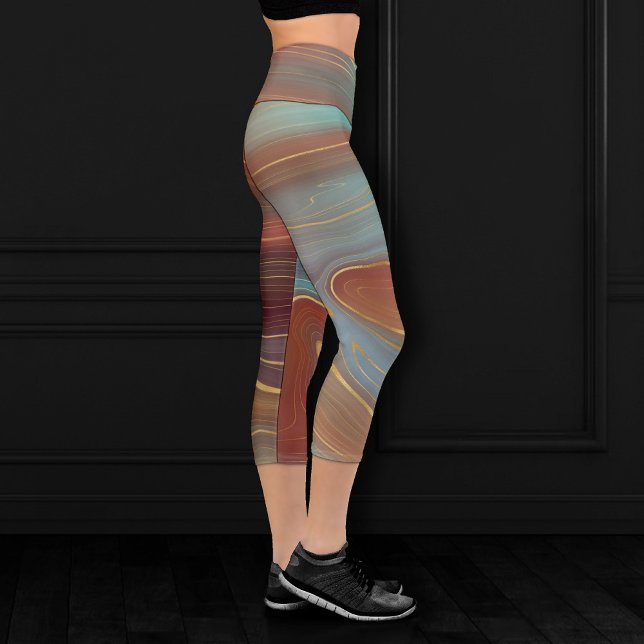 Autumn Strata | Terra Cotta Aquamarin und Gold Aga Capri Leggings (Von Creator hochgeladen)