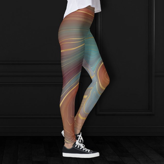 Autumn Strata | Terra Cotta Aquamarin und Gold Aga Leggings (Von Creator hochgeladen)
