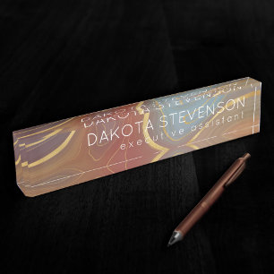 Autumn Strata   Terra Cotta Aquamarin und Gold Aga Namensplakette