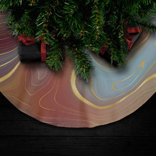 Autumn Strata Terra Cotta Aquamarin und Gold Aga Polyester Weihnachtsbaumdecke