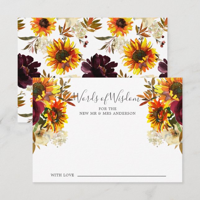Autumn Sunflower Bloral Words of Wisdom Card Einladung (Vorne/Hinten)