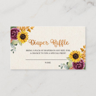 Autumn Sunflower Fall Diaper Umschließungskarte Begleitkarte