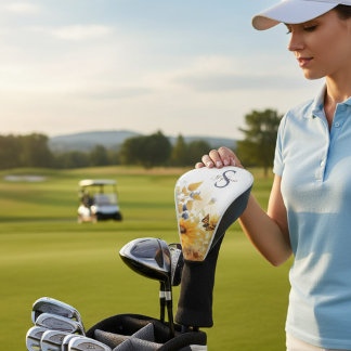 Autumn Sunflower Monogram Golf Headcover