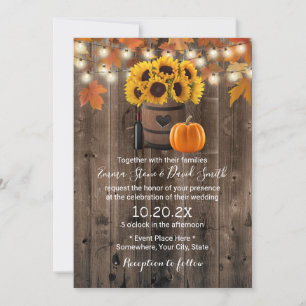 Autumn Sunflower & Pumpkin Rustic Hochzeit im Herb Einladung