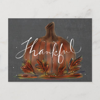 Autumn "Thankful" Pumpkin Postcard Postkarte