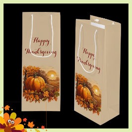 Autumn Thanksgiving Pumpkin Theme  Geschenktüte Für Weinflaschen