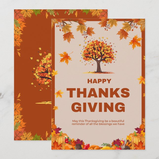 Autumn Thanksgiving Tree Poster Art Einladung (Vorne/Hinten)