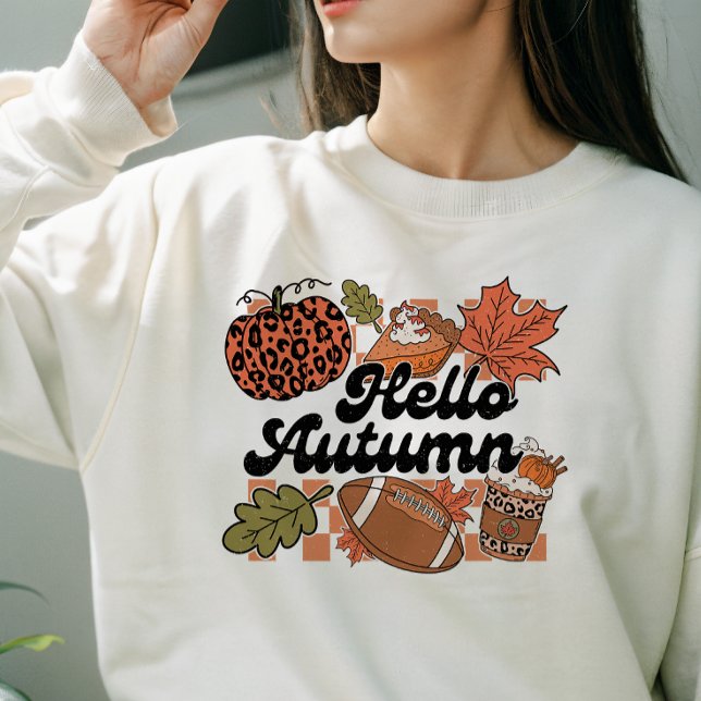 AUTUMN THEMA HELLO AUTUMN FOOTBALL & PUMPKIN SWEATSHIRT (Von Creator hochgeladen)