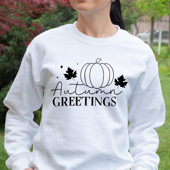 AUTUMN THEMA RETRO AUTUMN GREETINGS PUMPKIN SWEATSHIRT (Von Creator hochgeladen)