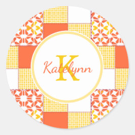 Autumn Tints Quilt Muster Runder Aufkleber