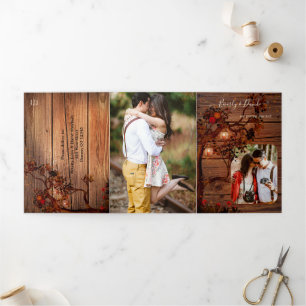 Autumn Tree Lanterns Mariage Tri-fold Invitation