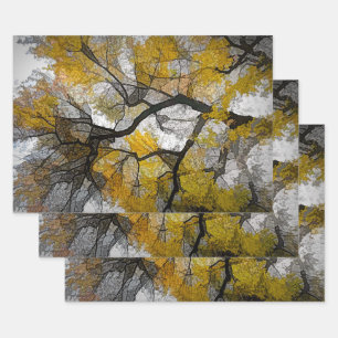 Autumn Tree Yellow Gray Blätter Sky