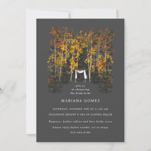 Autumn Trees Altar Wedding Gray Einladung