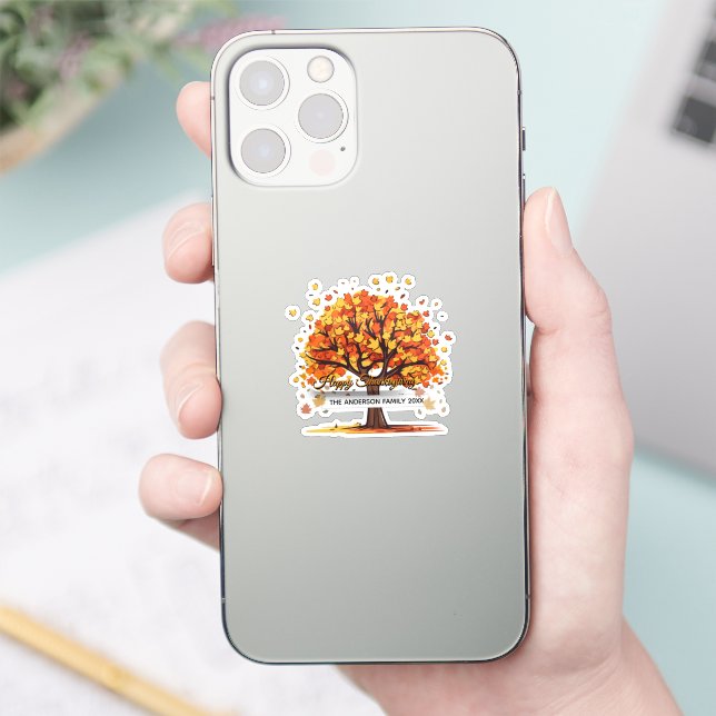 autumn trees happy thanksgiving  aufkleber (Telefon)
