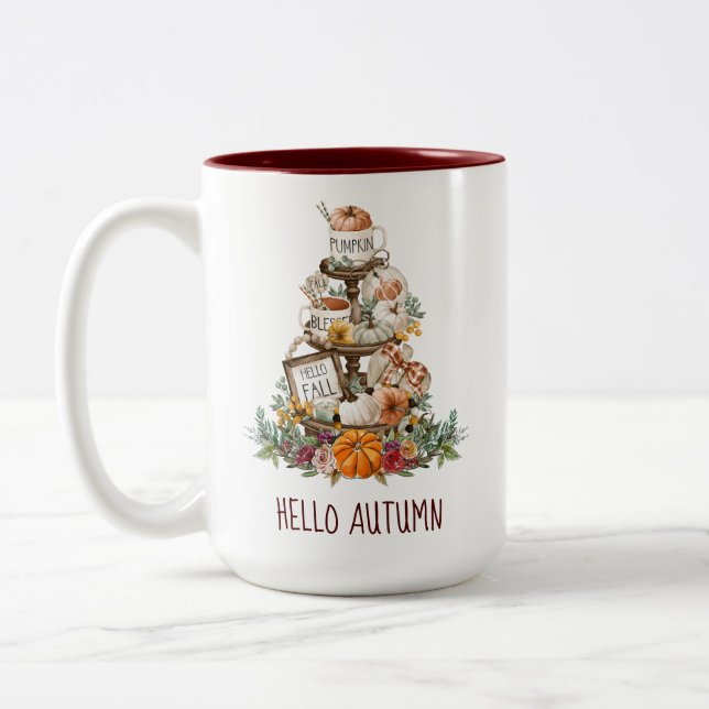 Autumn Wassercolor Pumpkins Latte Tasse (Links)