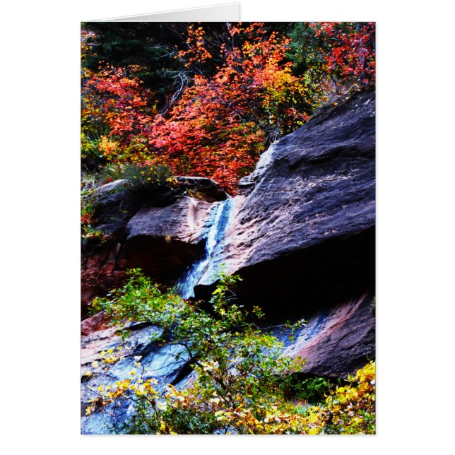 Autumn Wasserfall Subway Zion Blank Grußkarte (Vorne)