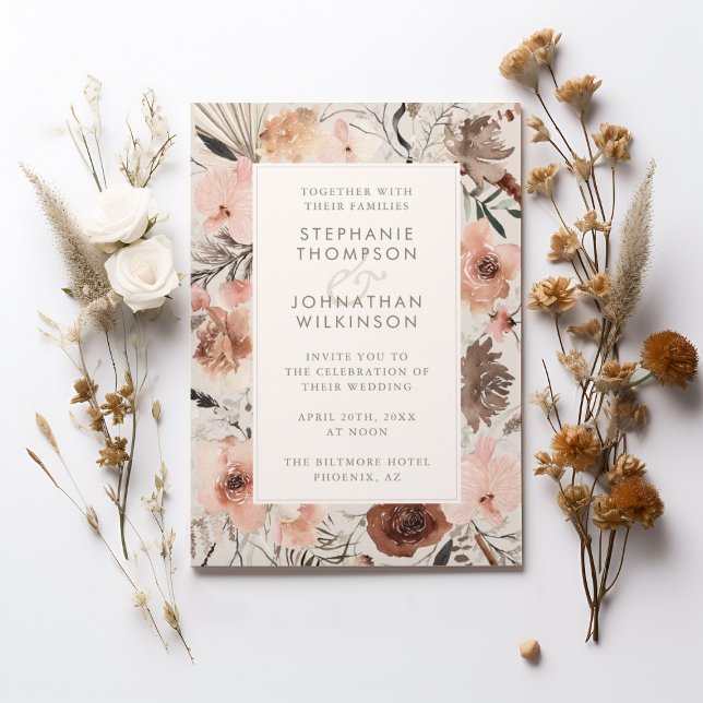 Autumn Watercolor Boho Floral Wedding Einladung (Autumn Watercolor Boho Floral Wedding Invitation)