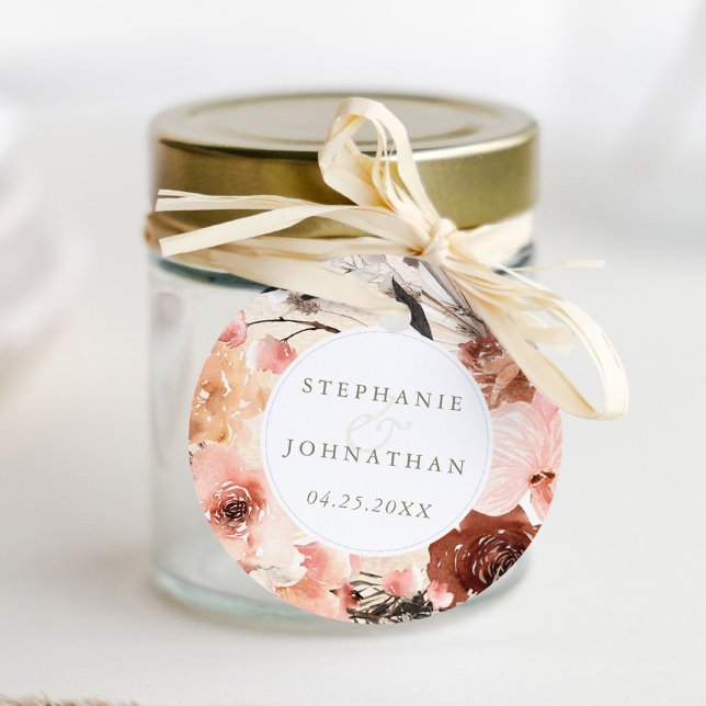 Autumn Watercolor Boho Floral Wedding Geschenkanhänger (Von Creator hochgeladen)