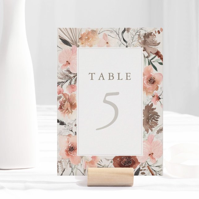 Autumn Watercolor Boho Wedding Tischnummer (Autumn Watercolor Boho Wedding Table Number Sign)