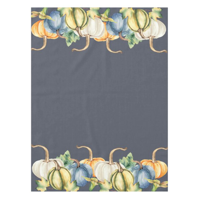 Autumn Watercolor Pumpkin Blue Tischdecke (Vorderseite)