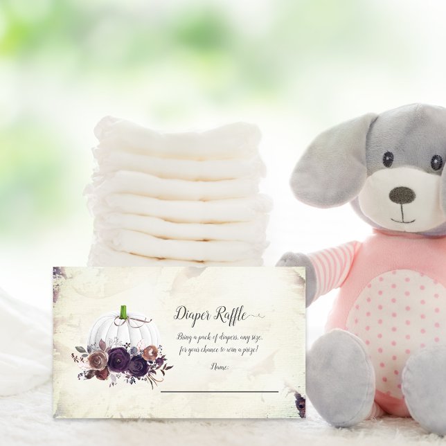 Autumn White Pumpkin Baby Diaper Raffle Begleitkarte (Von Creator hochgeladen)