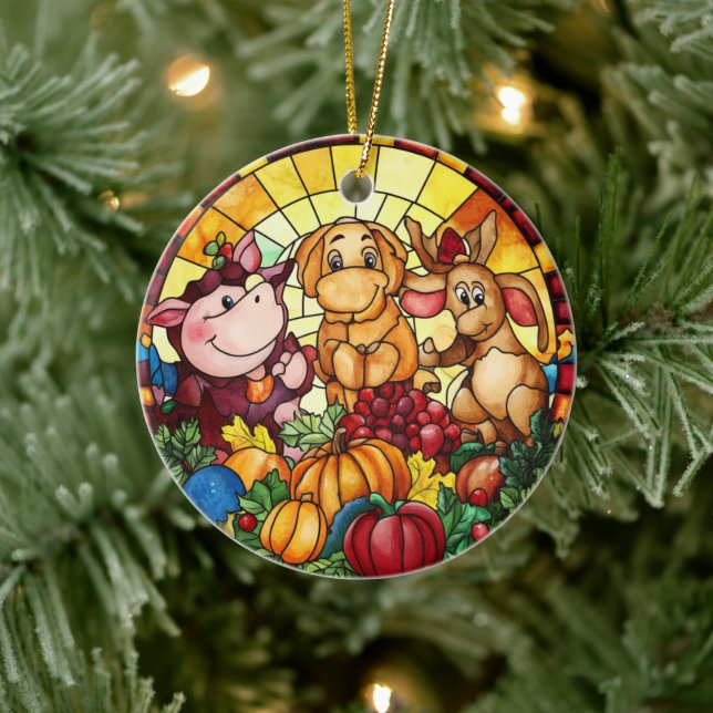 Autumn Wildlife Keramik Ornament (Baum)