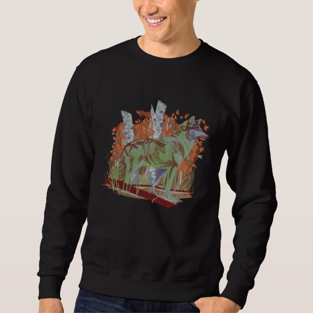 Autumn Wolf Besticktes Sweatshirt (Vorderseite)