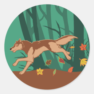 Autumn Wolf Runder Aufkleber