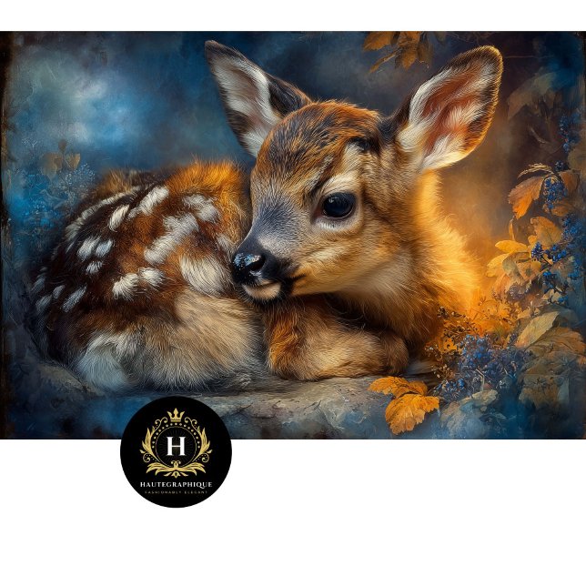 Autumn Woodland Baby Fawn Portrait Seidenpapier (Von Creator hochgeladen)