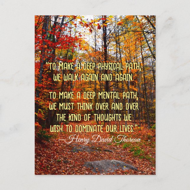 Autumn Woods New Hampshire Motivierend Zitat Postkarte (Vorderseite)