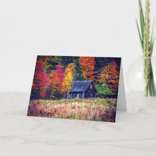 Autumn Woods Shack Grußkarte Karte