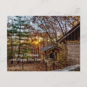 Autumn Woods Sunset Christmas Postcard Postkarte