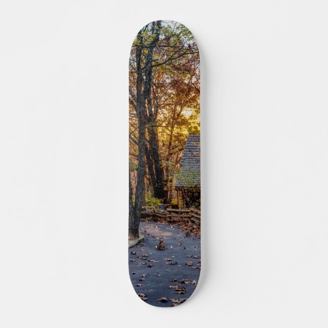Autumn Woods Sunset Walkway Skateboard (Vorne)