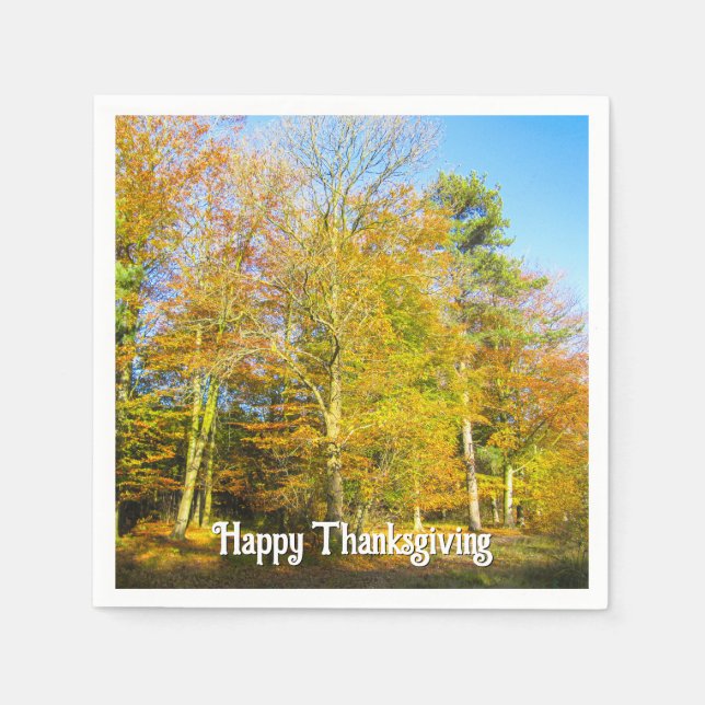 Autumn Woods & Sunshine - Custom Erntedank Serviette (Vorderseite)