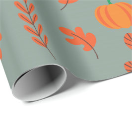 Autumn Wrapping Paper Pumpkin and Blätter Art Geschenkpapier