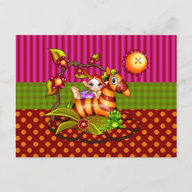 Autumn Zebra Pixel Art Postkarte (Vorderseite)