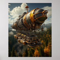 Autumnal Adventure Steampunk Zeppelin über Wald