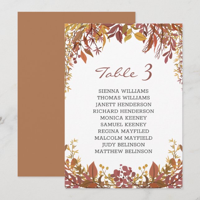 Autumnal Blätter Hochzeitskarte Einladung (Vorne/Hinten)