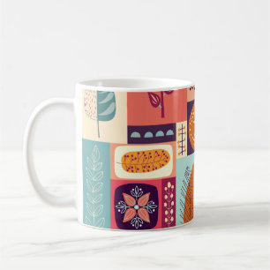 Autumnal Dekorative Vintage Hintergrundgeschichte Kaffeetasse
