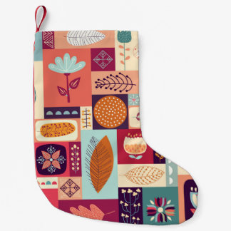 Autumnal Dekorative Vintage Hintergrundgeschichte Kleiner Weihnachtsstrumpf