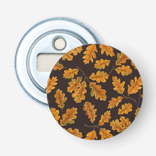 Autumnal Eicheneiche Blätter auf dunkelbraun Flaschenöffner