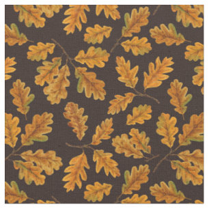 Autumnal Eicheneiche Blätter auf dunkelbraun Stoff