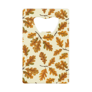 Autumnal-Eicheneiche-Blätter auf weiß Geldbeutel Flaschenöffner