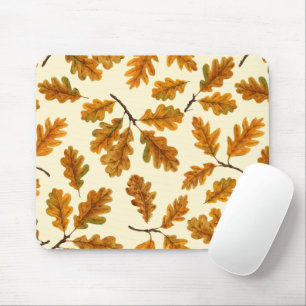 Autumnal-Eicheneiche-Blätter auf weiß Mousepad