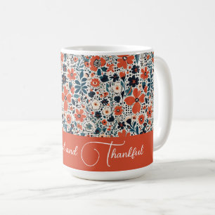 Autumnal Florals Niedlich Retro gesegnet und dankb Kaffeetasse
