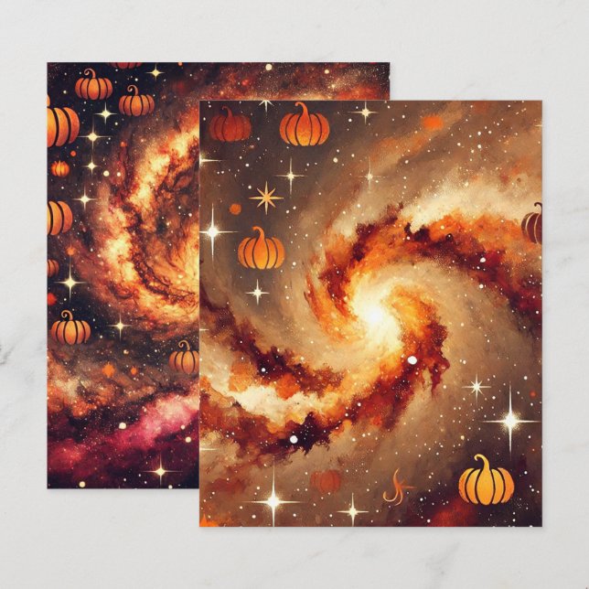 Autumnal Galaxy Pumpkin Gewürz-Buch Papier (Vorne/Hinten)