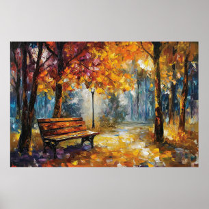 Autumnal Glow Textured Oil Malerei Art drucken Poster