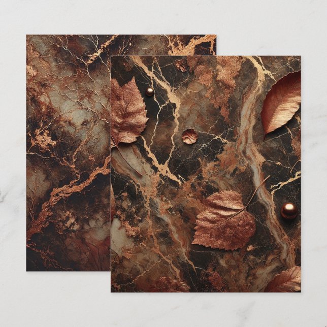 Autumnal Marble Earthy Brown Scrapbook Paper (Vorne/Hinten)