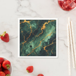 Autumnal Marble Green Forest Découpage Napkins Serviette
