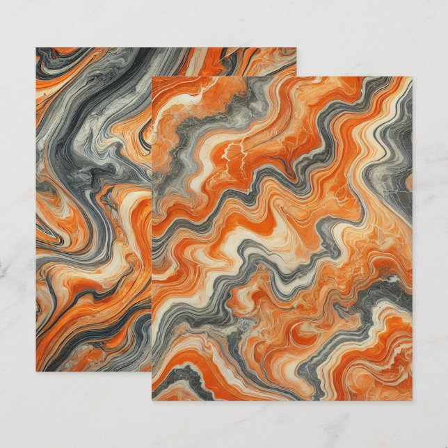 Autumnal Marble Pumpkin Gewürz-Scrapbook Paper (Vorne/Hinten)